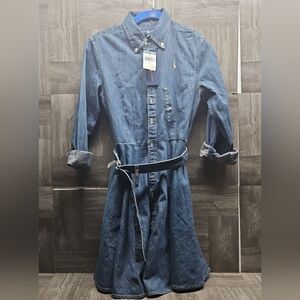 Polo Ralph Lauren - Girls Belted Denim Cotton Shirtdress - Size 14